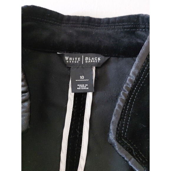 WHBM Velvet Blazer Jacket Womens 10 Black Military Luxury Goth Indy Retro Punk - Picture 5 of 15